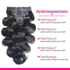 Seamless Clip in Hair Extensions Human Hair Body Wave Human Hair Clip in Extensions 8Pcs PU Clip ins Remy Hair for Women Invisible Skin Weft 18Clips 120g 30inch Natural Black