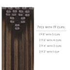 WENNALIFE Clip in Hair Extensions Real Human Hair, 16 Inch 120g 7pcs Dark Brown to Chestnut Brown Balayage Hair Extensions Clip In Human Hair Remy Real Human Hair Double Weft