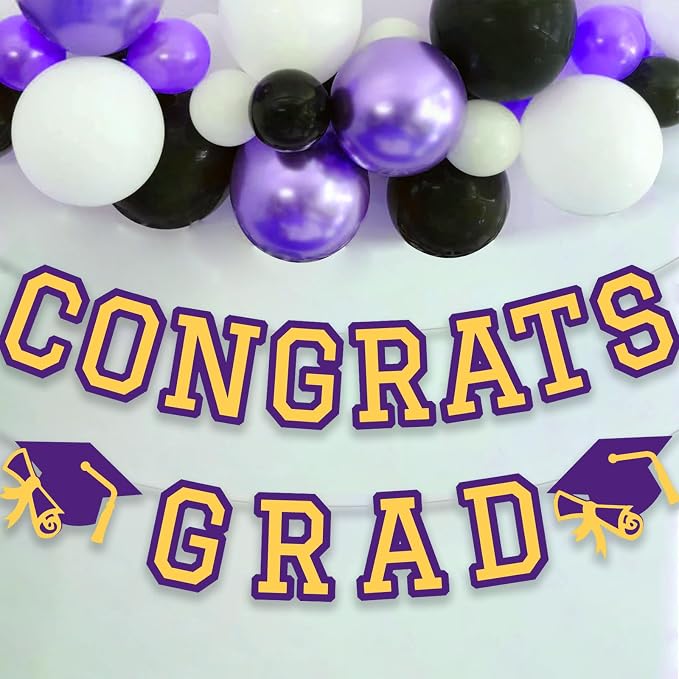 Congrats Grad Banner Graduation Party Banner Decoration Hanging Garland High - Image 4