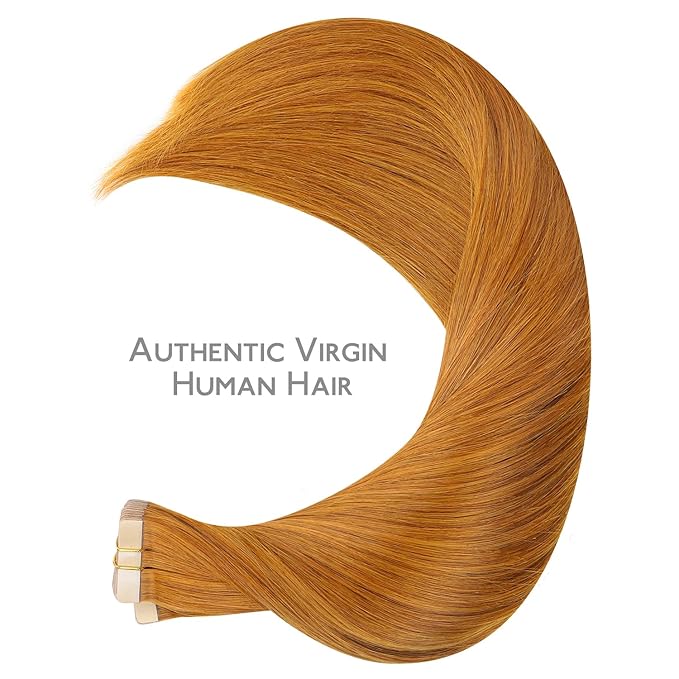 WENNALIFE Tape in Hair Extensions Human Hair, 40pcs 120g 26 inch Auburn Ginger Real Human Hair Straight Tape in Extensions Invisible Reusable Human Real Hair Extensions