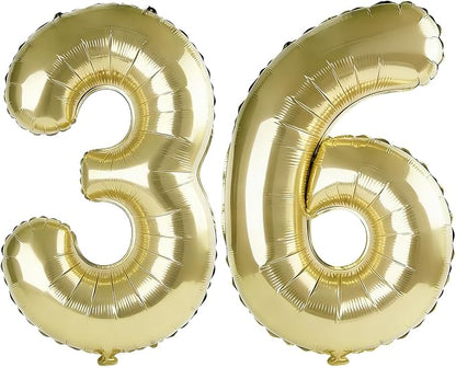40 Inch Number 36 Balloons for 36th Birthday Party Decorations, 0-100 Champagne by FOBELEC