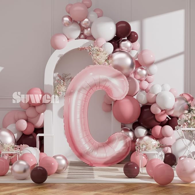 SUWEN 40 Inch Pink Large C Letter Balloons Big Foil Helium A-Z | Jumbo Mylar - Image 3