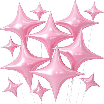 Pink Star Balloons, 26Inch and 10Inch Pink Quadrangle Helium Polyester Film by Adorely