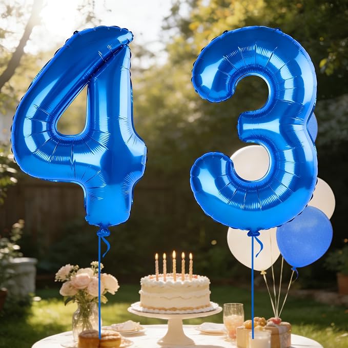 40 Inch Number 43 Balloons for 43rd Birthday Party Decorations, 0-100 Dark Blue - Image 3