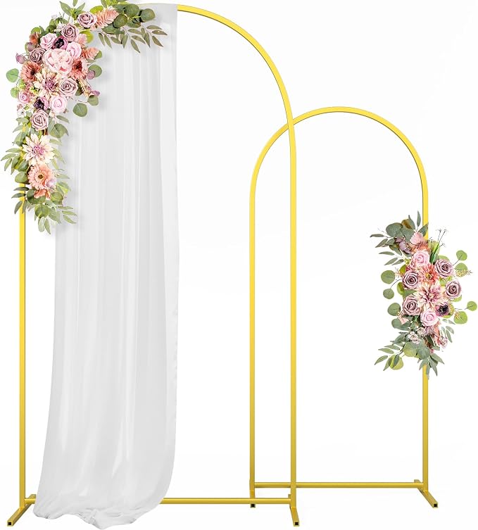 Metal Arch Backdrop Stand Wedding Arch frame Set of 2 Gold Balloon Backdrop by CLUDPARK