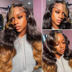 200% Density 13x6 Lace Front Wigs Human Hair Pre Plucked Body Wave HD Transparent Ombre Lace Front Wigs Glueless Wigs Human Hair 13x6 Balayage Wigs Human Hair Wigs For Women 32 Inch