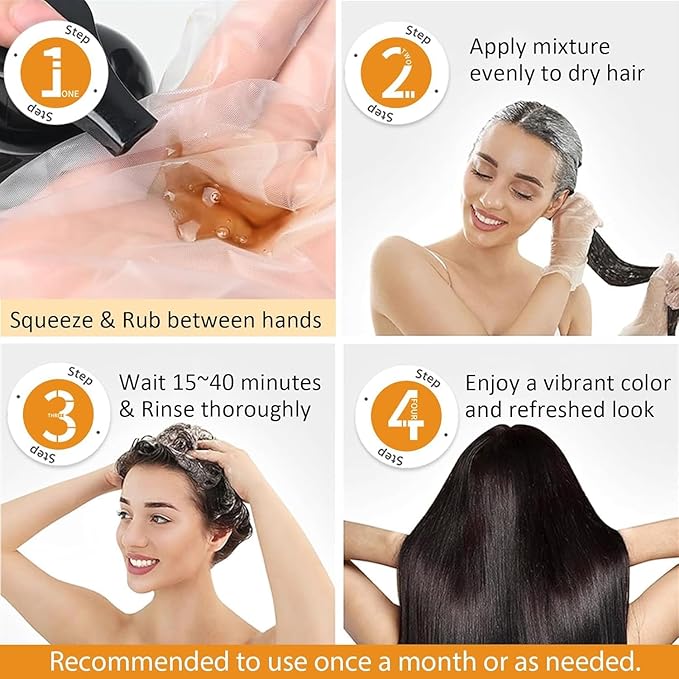 Brown Hair Dye Shampoo 3 in 1, Semi-Permanent Brown Hair Dye, Cover Grays in Minutes, Instant Hair Color Shampoo, Champu Para Canas, 16.90Fl Oz