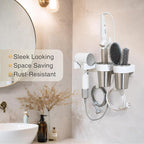 3-in-1 Hair Tool Organzier, Hair Hot Tools Wall Holder, Hair Dryer Curling Iron Holder with Cord Keeper, Hair Dryer Holder for Vanity Bathroom Powder Room