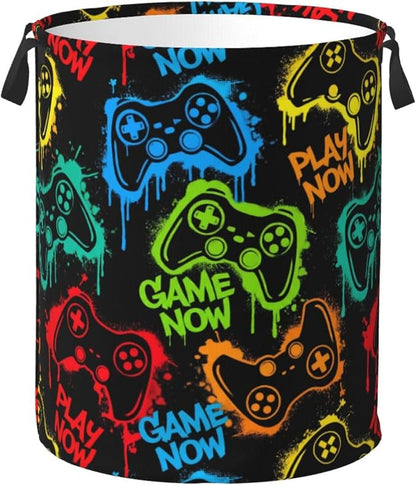 Colorful Silhouettes Game Joystick Laundry Hamper Bag by Unknown
