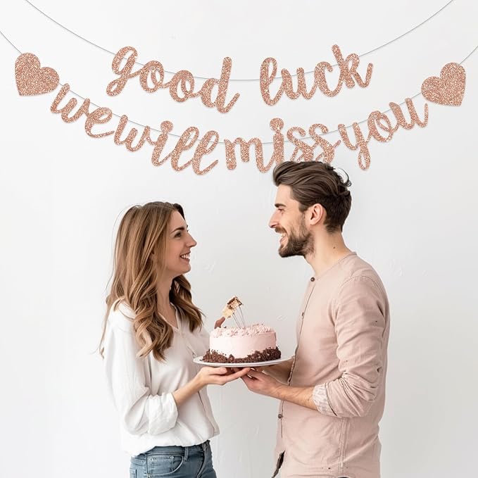 BEISHIDA Rose Gold Good Luck We Will Miss You Banner Party Decor No DIY | - Image 5