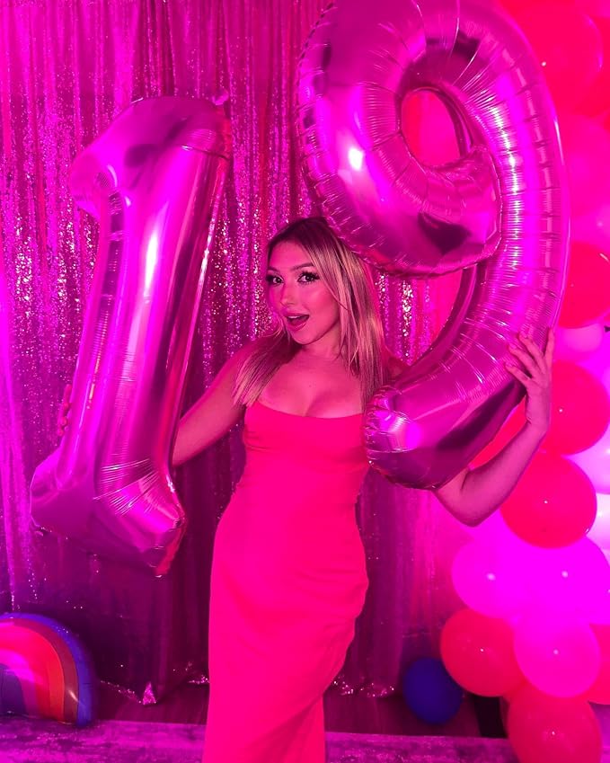 Hot Pink Number 9 Balloon 40 Inch, 9th Birthday Decorations Men Women | Foil - Image 3
