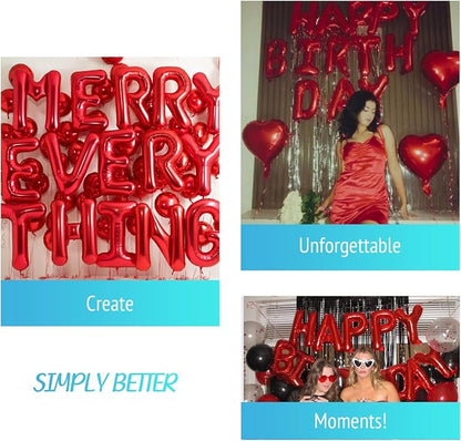 52 Pcs 16 Inch Red Letter Foil Balloons, 2 Sets of A-Z, Mylar Metallic Balloons - Image 7