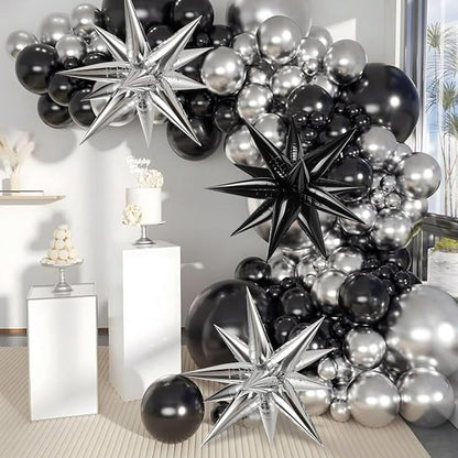 72 PCS Black and Silver Star Balloons, Large 26 Inch Foil Spike Balloons - Image 3