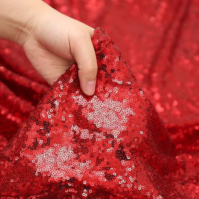 Eternal Beauty Red Sequin Backdrop Curtains, 2 Panels 3x7FT | 3mm Sparkle - Image 9