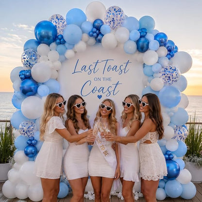Blue and White Balloons, 12 Inch Metallic Pastel Pearl Light Baby Blue Confetti - Image 6