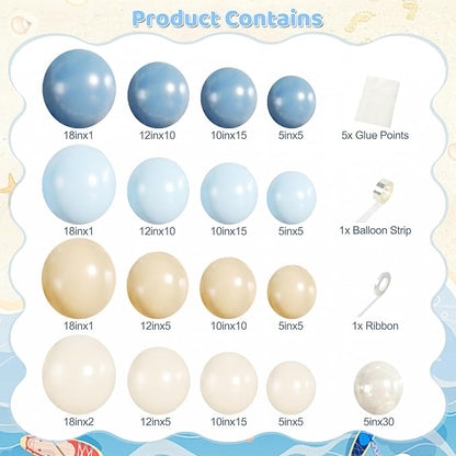 Blue Beach Balloon Arch Kit for Ocean Theme Baby Shower Decoration | 140Pcs - Image 2