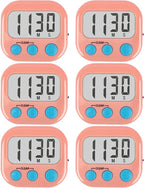 6 Pack Kitchen Timers Loud Ring Digital Timers for Cooking Magnetic Pink