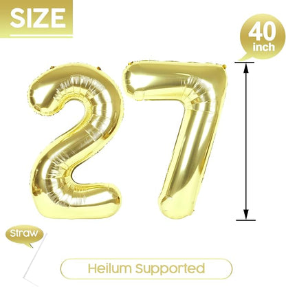 27 Balloon - Champagne Gold Birthday Number Balloons, 40 Inch Decorations | - Image 5