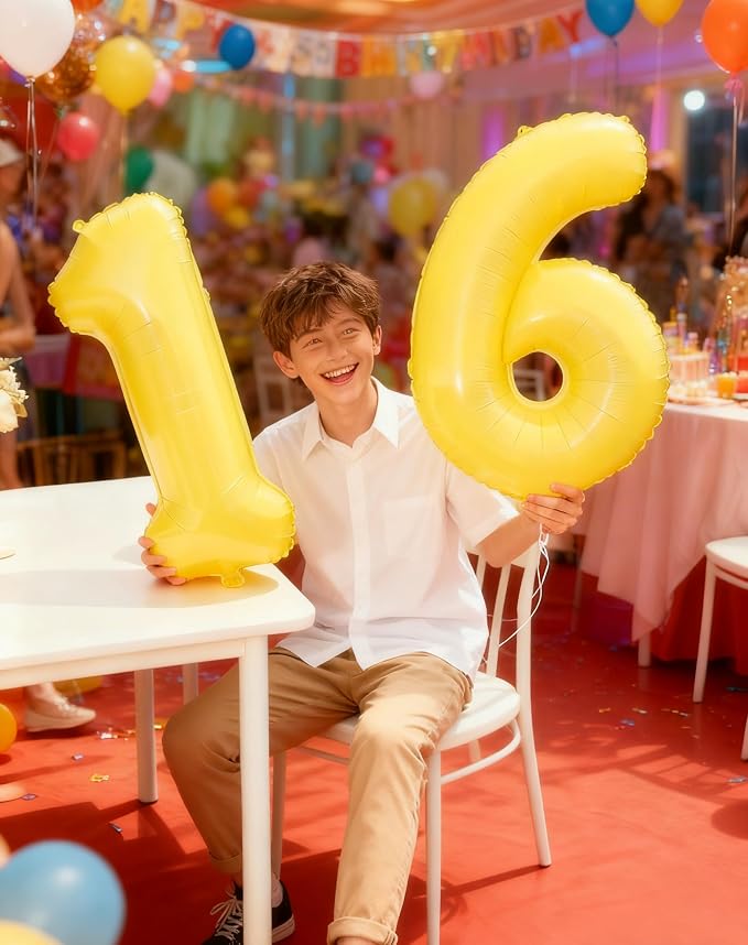 Yellow Number 9 Balloon 40 inch, Balloon numbers party supplies, deco photo - Image 4