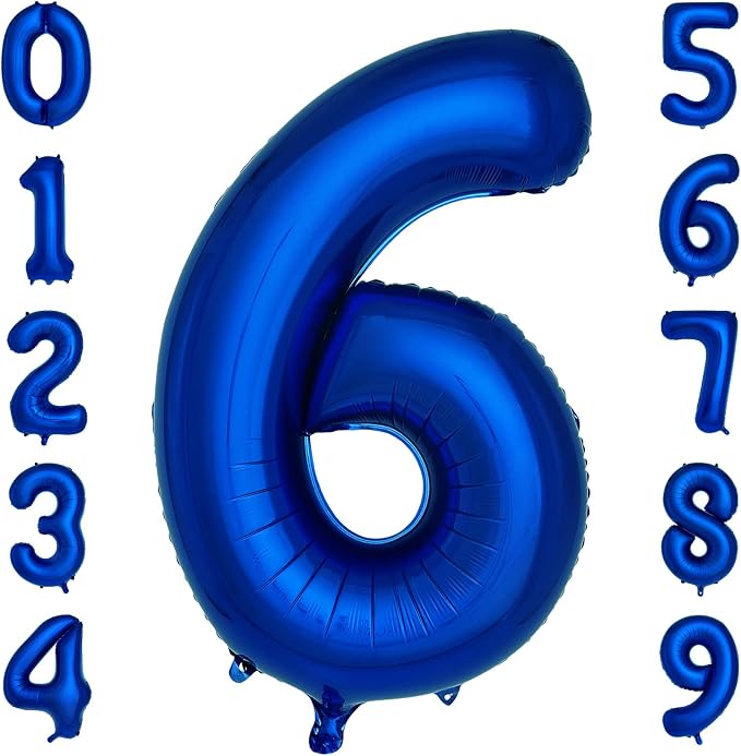 Navy Blue Number 6 Balloons 40 Inch Large Dark Blue Helium Foil Balloons by cocodino