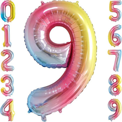 40" Rainbow Foil Number 9 Balloon by TNCDJKPA
