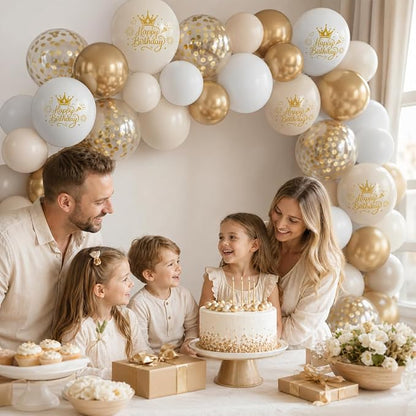 White and Gold Birthday Balloons - Image 4