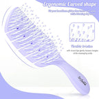 Hair Brush,Curved Vented Paddle Detangle Brush for Faster Blow Drying,Soft Flexible Bristles Glide Thru Tangles with Ease, Detangling Styling Hair Brushes for Women Curly Thick Wet Hair