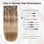 XDhair Human Hair Clip in Extensions 120g Balayage Color 10 Golden Brown to Light Blonde Highlight 27 Blonde Double Weft Clip in Human Hair Extensions #10/27/27 18 Inch