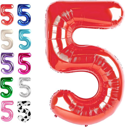 Red Number 5 Balloon 40 inch, Balloon numbers party supplies, deco photo shoot by Upgesy