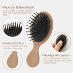 Mini Hair Bursh for Women,girls-Protable Travel Size Hair Brush for Pockets,Purse,backpack-Mini Detangler Brush for All Hair Types,Small Hair Brush for Detangling (1 Pack-Mocha)