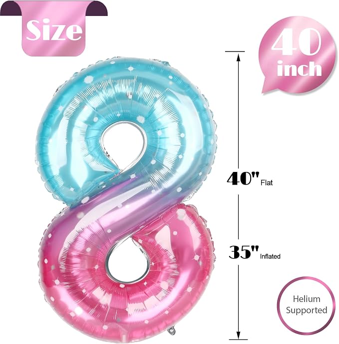 Starry Sky Number 8 Balloon 40 Inch, 8th Birthday Decorations Men Women | Foil - Image 5