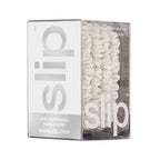 slip Skinny Scrunchies: Anti-Crease, Anti-Breakage Slipsilk™ Design Protects Delicate Hair | Includes 4 Pure Silk Scrunchies, White