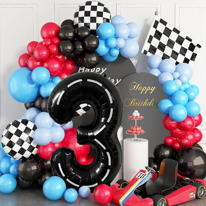 40 Inch Race Car Black Number Balloons Race Car Birthday Party Balloons Large - Image 5