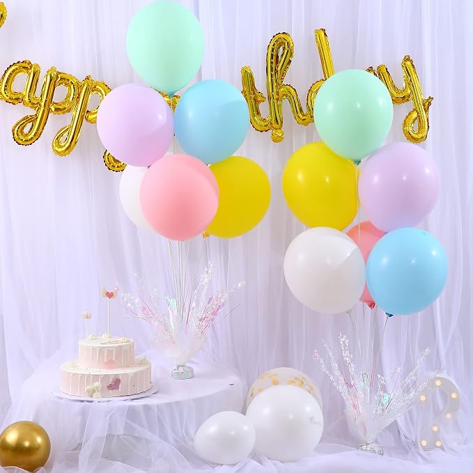 4 Set Pastel Birthday Decorations Rainbow Party Table Balloons Centerpiece - Image 2