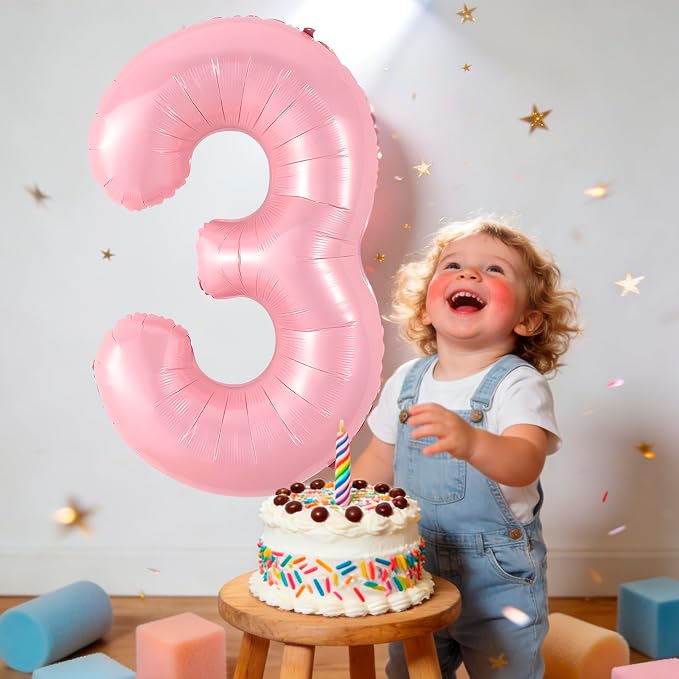 40 Inch Pink Number 3 Balloon Suitable - Image 3
