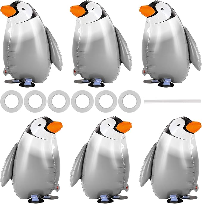 6 Pcs Walking Penguin Balloons, Cute Penguins Balloons by KINYFY