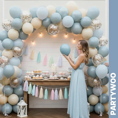 PartyWoo Dusty Blue Balloons 66pcs Pack Light Blue Latex Balloons | Baby Slate - Image 4