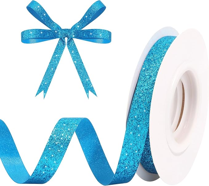 Turquoise Blue Metallic Glitter Ribbon by HISWAN