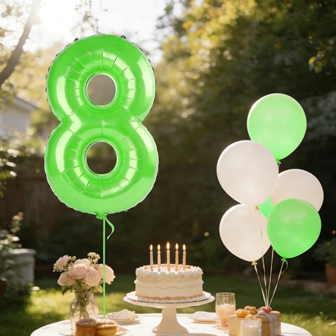 40 Inch Number 8 Balloons for 8th Birthday Party Decorations, 0-100 Fruit Green - Image 3