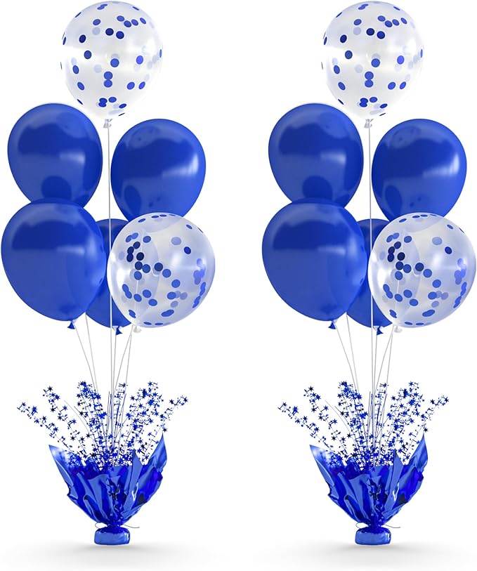 2 Set Royal Blue Table Balloons Foil Spray Centerpiece by Suppromo