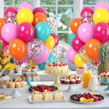 60PC Rainbow Balloons Set, Colorful Balloons, 12 Inch Bright Color Yellow - Image 8