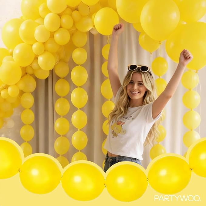 PartyWoo Yellow Linking Balloons 100pcs 12 Inch Yellow Link Balloons | - Image 2