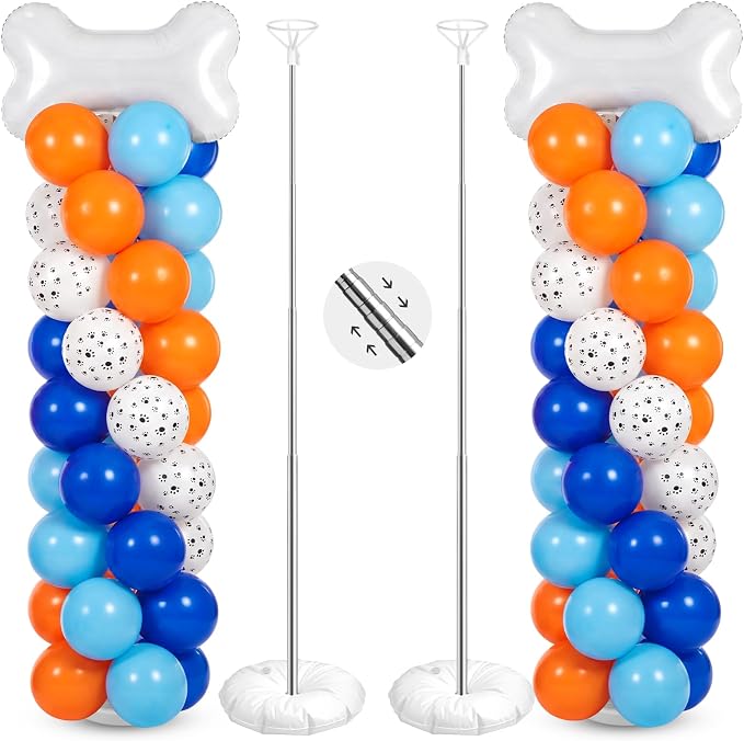Jenaai 2 Set 163 Pcs Blue Dog Birthday Party Balloon Column Stand Kit | Dog by Jenaai