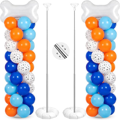Jenaai 2 Set 163 Pcs Blue Dog Birthday Party Balloon Column Stand Kit | Dog by Jenaai