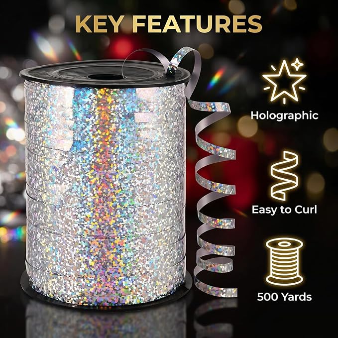 Silver Ribbon, 500 Yard Curling Ribbon - Image 6