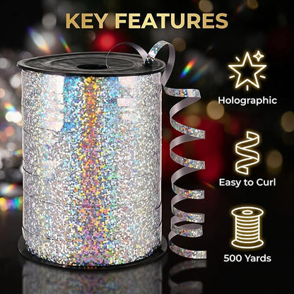 Silver Ribbon, 500 Yard Curling Ribbon - Image 6