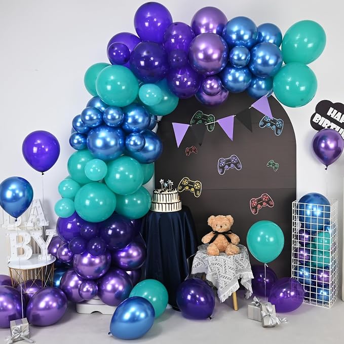 Black Purple Blue Balloons Garland Arch Kit, Metallic Blue Purple Teal Black - Image 7