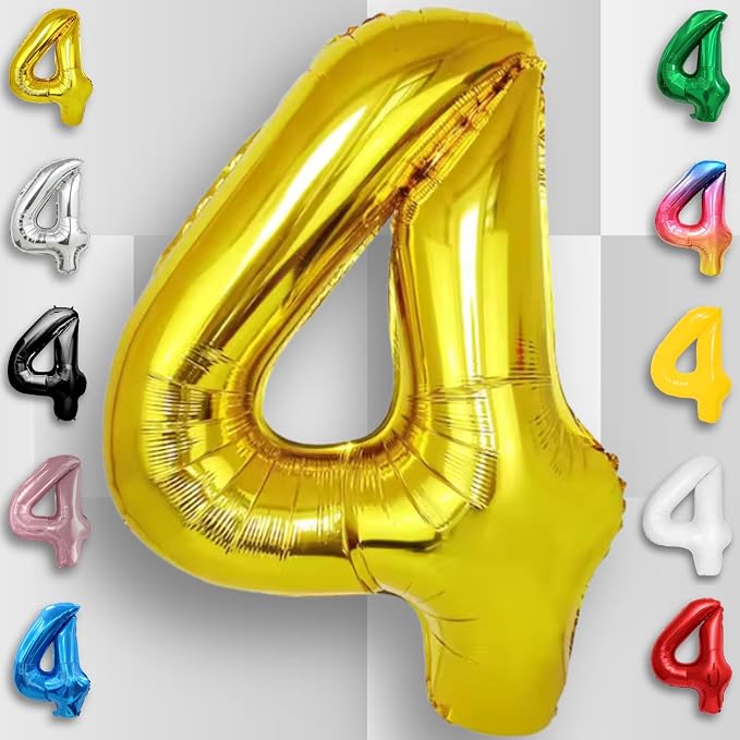 Gold Number Balloon 4 Mylar Foil Balloons 32 inch - Image 4