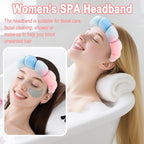 Zkptops Spa Headband for Washing Face Wristband Set Sponge Makeup Skincare Velvet Fabric Bubble Soft Get Ready Hairbands for Women Puffy Headwear Non Slip Thick Thin Hair Accessory (Pink Tie Dye)