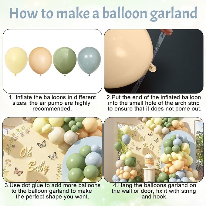 Blue and Green Balloon Arch Kit 115Pcs Dusty Blue Sage Green Balloons Garland - Image 3